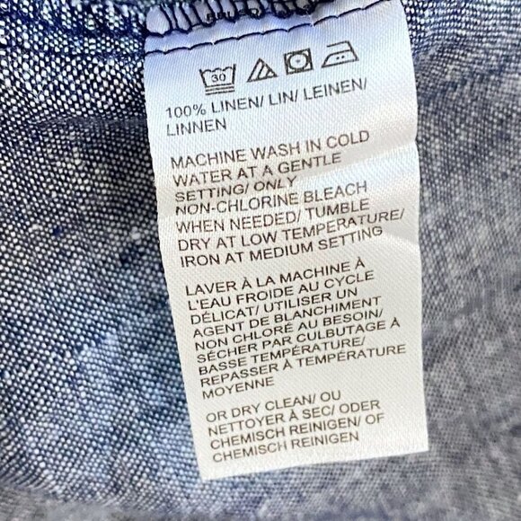 LORD & TAYLOR 100% LINEN BLUE CHAMBRAY SLEEVELESS V-NECK MAXI DRESS - XS - Picture 8 of 8